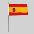 4"x6" Spain Flag W/ Black Plastic Pole & Gold Spear